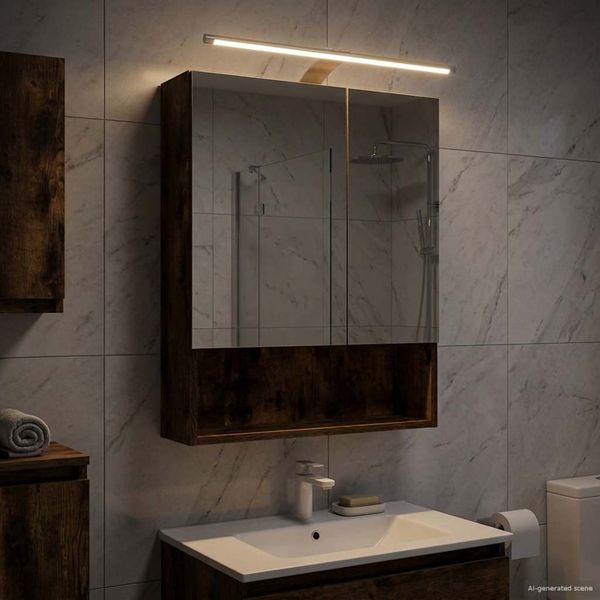 vidaXL Badezimmerspiegelschrank Geräucherte Eiche 50 x 14,5 x 70 cm 889211