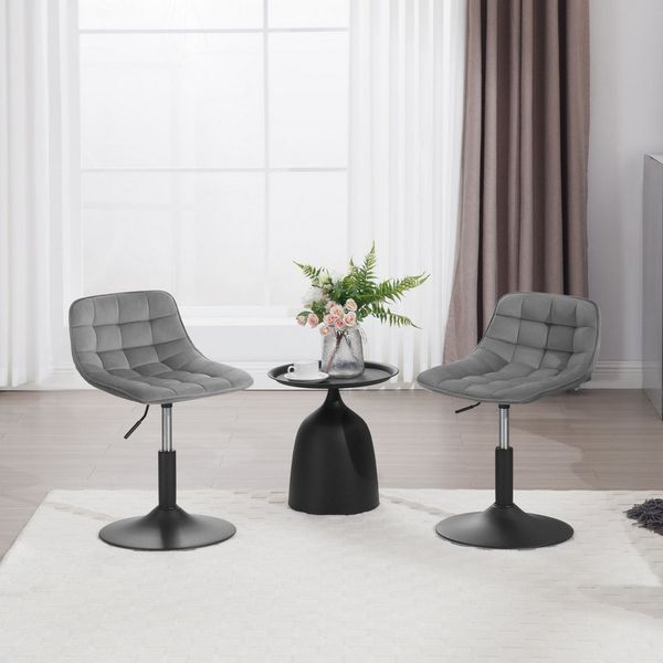 WOLTU 2er Set Verstellbarer Sitzhocker Stuhl Arbeitshocker Bürohocker Esszimmerstuhl Schminkhocker Homeoffice Kommerzieller Shop Mehrzweck 360° Schwenken Samt Hellgrau Sitz 38-49. 5cm Hoch