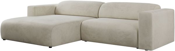 Ecksofa PASADENA, freistehendes Ecksofa, breite Armlehnen, Federsitz - links - Beige Velours Bild 4