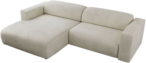 Ecksofa PASADENA, freistehendes Ecksofa, breite Armlehnen, Federsitz - links - Beige Velours Bild 6