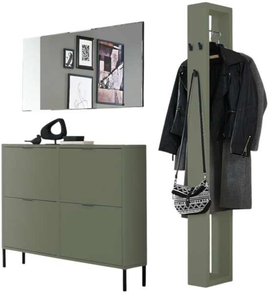 Garderobe Erna 163x32x187 Pinie Green matt Lack 90109