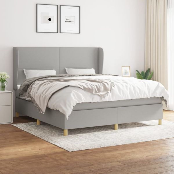 Boxspringbett mit Matratze Stoff Hellgrau 180x200 cm, Härtegrad: H2 [3128381]