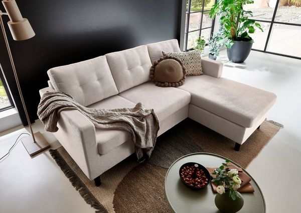 ATLANTIC home collection Ecksofa Tea L-Form, Ecksofa, frei im Raum stellbar und Recamiere beidseitig montierbar