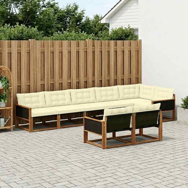 vidaXL Outdoor-Sofagarnitur mit Kissen 8 pcs Natur und Creme 3381494