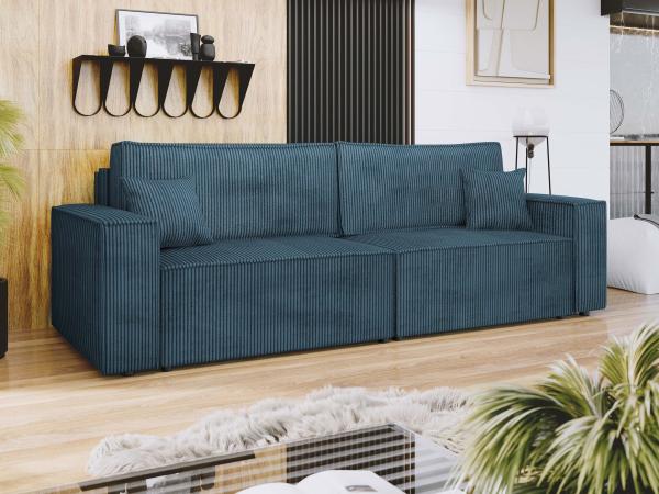 Schlafsofa Kobaro Cord mit 2 Bettkästen und Schlaffunktion (Farbe: Poso 05)