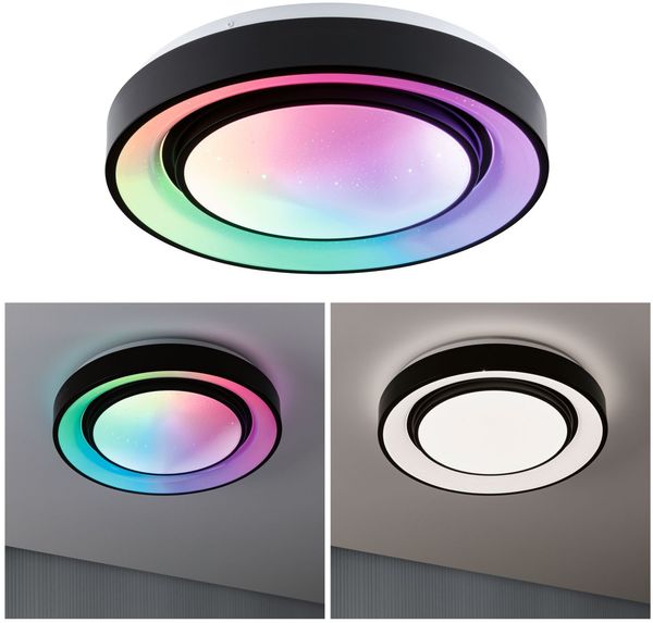 Paulmann 70544 LED Deckenleuchte Rainbow Regenbogeneffekt RGBW 375mm Schwarz Weiß