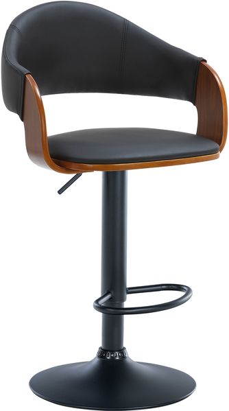 CLP Barhocker Nilse Kunstleder mit Holzsitzschale,walnuss/schwarz schwarz
