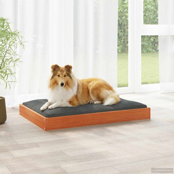 vidaXL Hundebett Wachsbraun 92 x 64 x 9 cm Massivholz Kiefer 867646