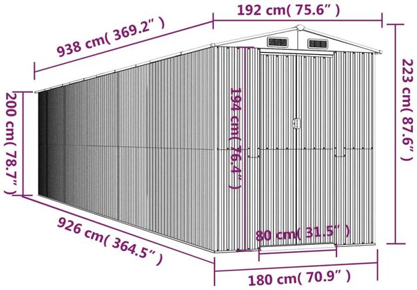 vidaXL Geräteschuppen Hellbraun 192x938x223 cm Verzinkter Stahl 3147480 Bild 8