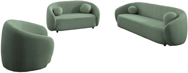 Sofa Set Capri in Boucléstoff - Boucle-Stoff - minze
