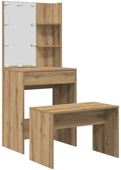 vidaXL Schminktisch-Set mit LED-Leuchten Artisan-Eiche Holzwerkstoff 3329188