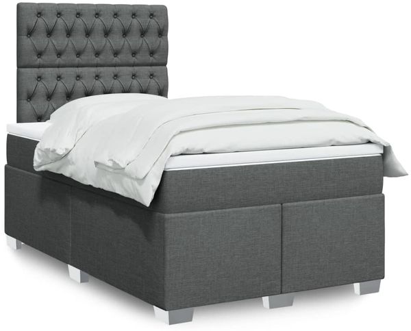 vidaXL Boxspringbett mit Matratze Dunkelgrau 120x190 cm Stoff 3290435