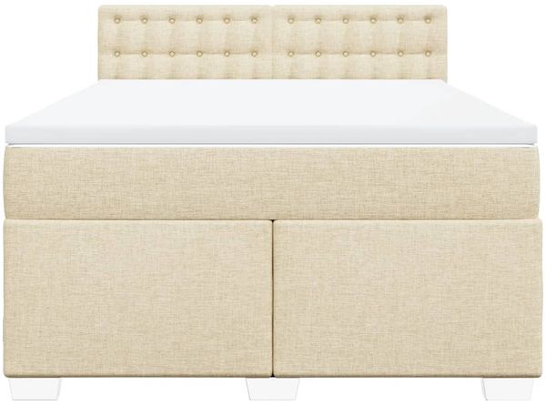 vidaXL Boxspringbett mit Matratze Creme 140x200 cm Stoff 3288230 Bild 6