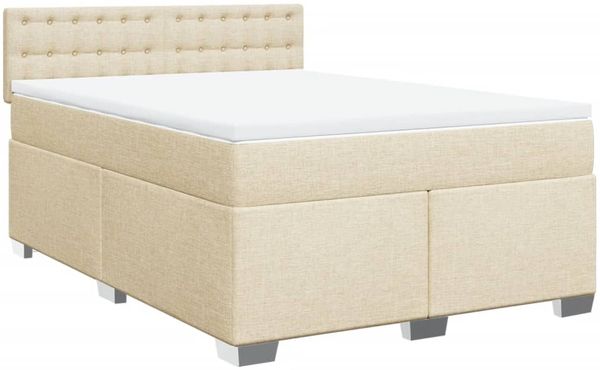vidaXL Boxspringbett mit Matratze Creme 140x200 cm Stoff 3288230 Bild 3