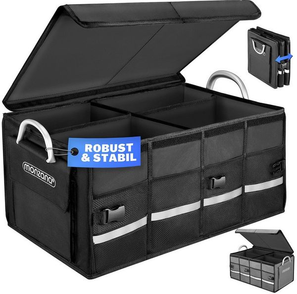 monzana Faltbox (1 St), Kofferraumtasche mit Deckel 65L Trennwände wasserdicht Auto Organizer