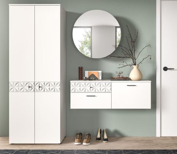 Garderobe Set Relief in weiß Hochglanz 195 cm Bild 6