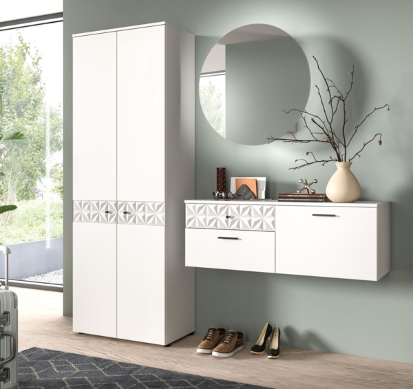 Garderobe Set Relief in weiß Hochglanz 195 cm Bild 5