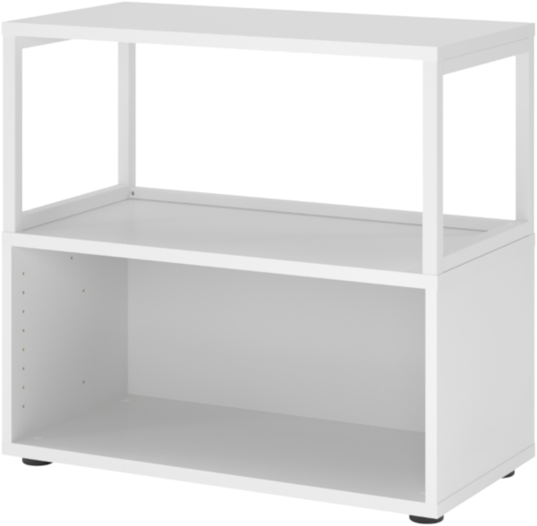 bümö flexi Regal mit werkzeuglosem Schnellaufbausystem, Dekor: weiß - Modulares Aktenregal 80 cm breit aus Holz für 2 Ordnerhöhen mit Threespine-Klicksystem, FW28RERG-W