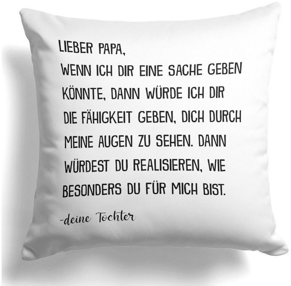 22Feels Dekokissen Papa Geschenk v Tochter Vater Vatertag Geburtstag Weihnachten Männer, Deko mit Persönlichkeit