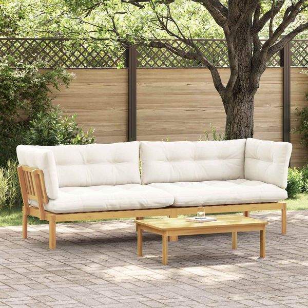 vidaXL Garten Pallet Sofa Einheiten 2 Stück Hellbraun und Cremeweiß 3418258