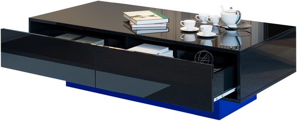 Couchtisch 115 x 55 x 34 cm in Schwarz Hochglanz mit 2 Schubladen und LED-Beleuchtung Bild 7