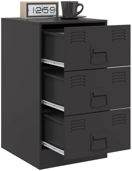 vidaXL Nachttische 2 Stk. Schwarz 34,5x39x62 cm Stahl 841776 Bild 9