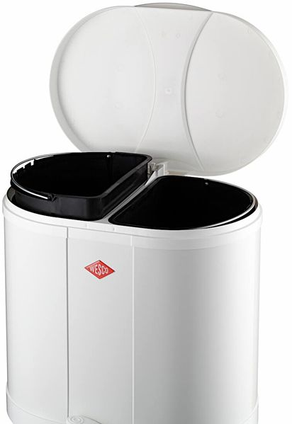 Wesco 'Ökosammler 170' Abfalleimer mit Fußtritt und 2-fach Trennung, 30 (2x15) Liter, Stahlblech, Cool Grey Bild 4