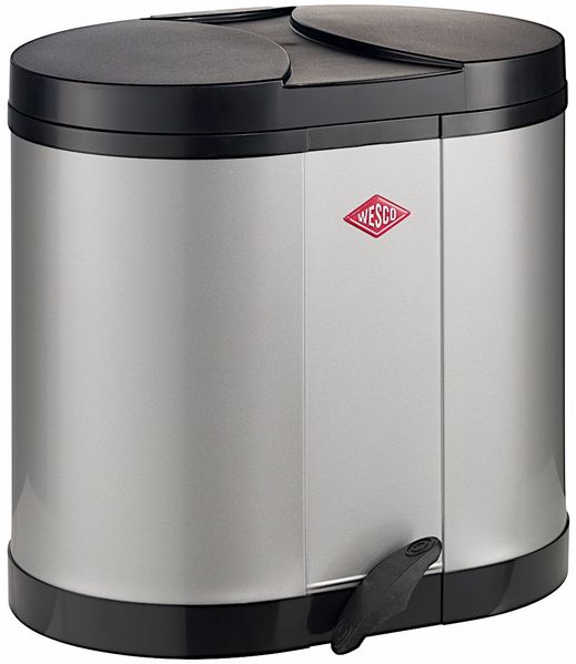 Wesco 'Ökosammler 170' Abfalleimer mit Fußtritt und 2-fach Trennung, 30 (2x15) Liter, Stahlblech, Cool Grey Bild 6