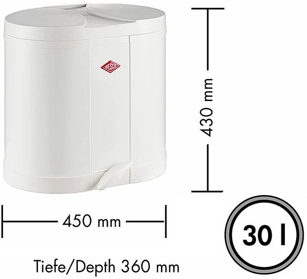Wesco 'Ökosammler 170' Abfalleimer mit Fußtritt und 2-fach Trennung, 30 (2x15) Liter, Stahlblech, Cool Grey Bild 3