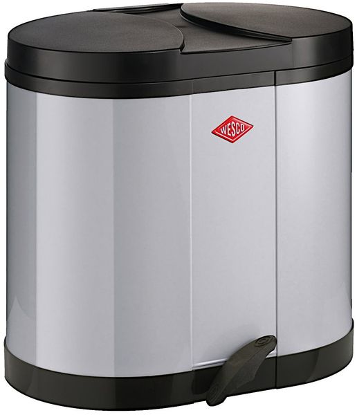 Wesco 'Ökosammler 170' Abfalleimer mit Fußtritt und 2-fach Trennung, 30 (2x15) Liter, Stahlblech, Cool Grey Bild 2