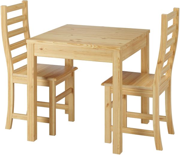 Essecke mit Tisch und 2 Stühle Tischgruppe Kiefer natur Massivholz 90.70-50 A -Set 21