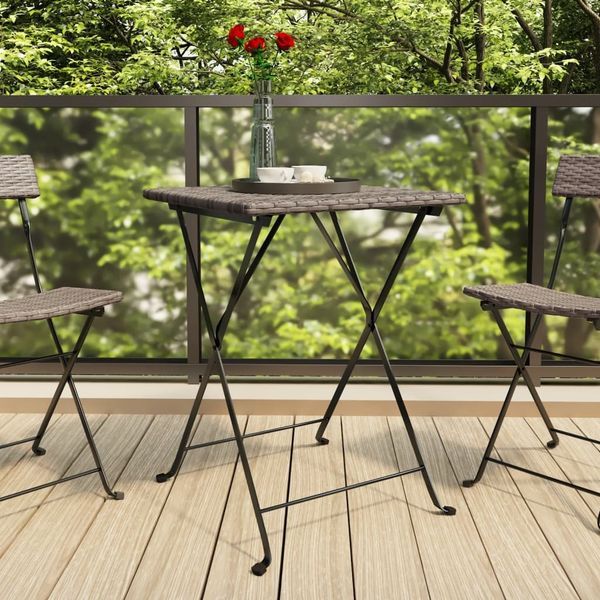 vidaXL Bistrotisch Klappbar Grau 55x54x71 cm Poly Rattan 319985