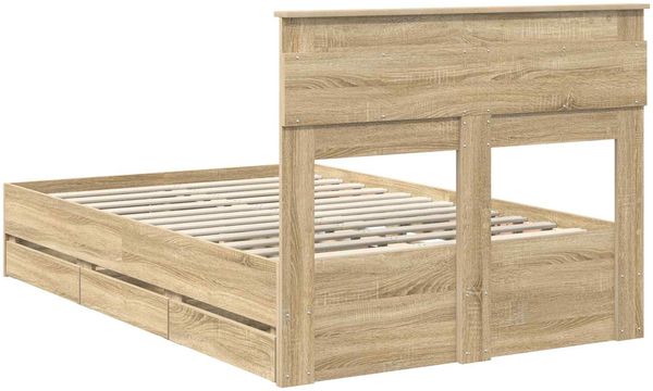 vidaXL Bettrahmen Sonoma-Eiche 120 x 190 cm Ingenieurs Holz 3409859 Bild 10