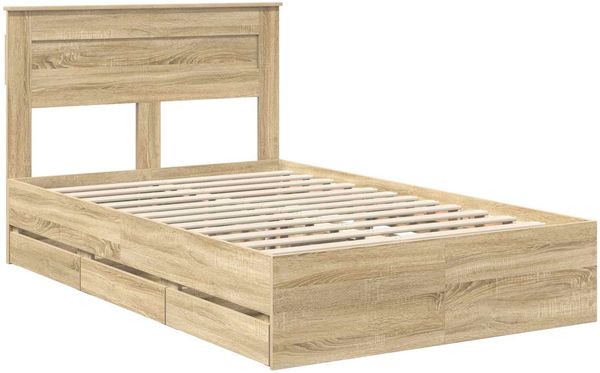vidaXL Bettrahmen Sonoma-Eiche 120 x 190 cm Ingenieurs Holz 3409859 Bild 4