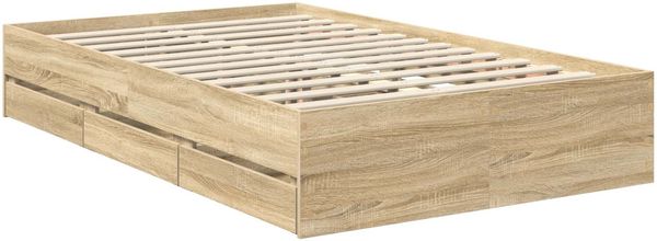 vidaXL Bettrahmen Sonoma-Eiche 120 x 190 cm Ingenieurs Holz 3409859 Bild 6