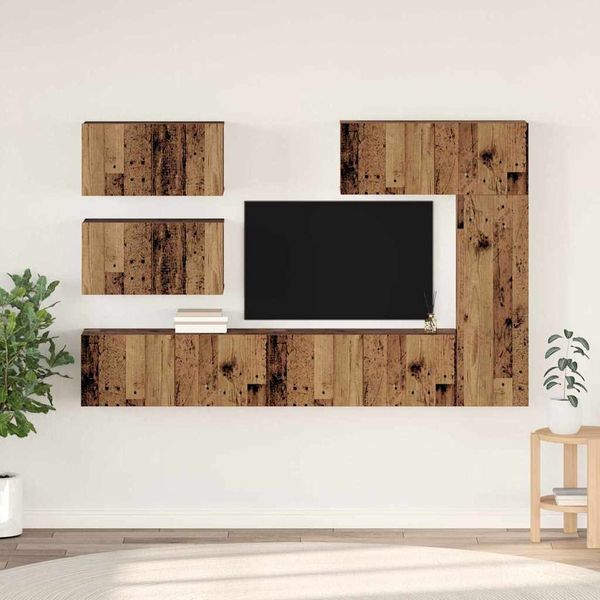 vidaXL TV-Schrankset Wandmontiert 6 pcs Altholz Holzwerkstoff 3393264