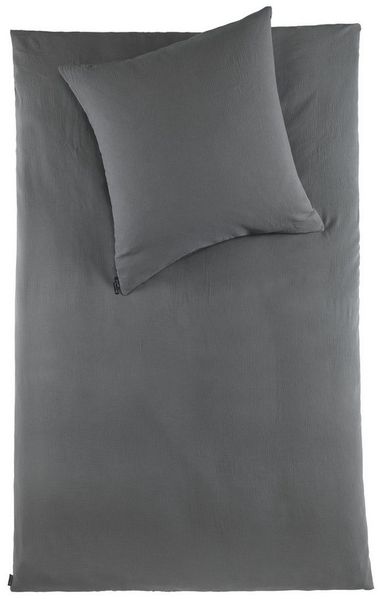 soma Bettwäsche Set Musselin 135x200 Design anthrazit Baumwolle, Musselin, 2 teilig, Sommer Geschenke Idee Frauen Männer weich sale Reißverschluss Partner