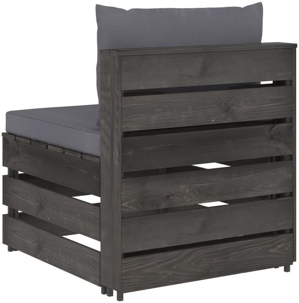 vidaXL Modulares Mittelsofa mit Kissen Grau Imprägniertes Holz 3068120 Bild 3