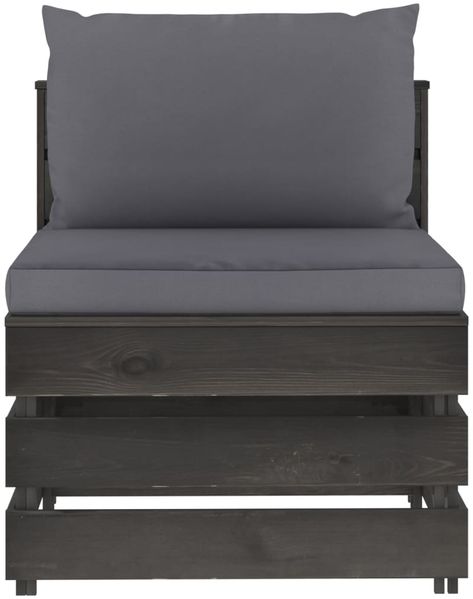 vidaXL Modulares Mittelsofa mit Kissen Grau Imprägniertes Holz 3068120 Bild 4
