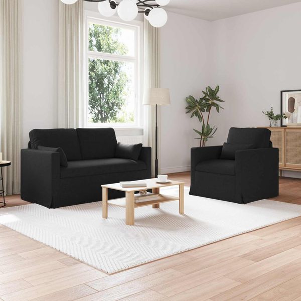 vidaXL Sofa Set 2 pcs Schwarz 139 x 78 x 80 cm Stoff 3407495