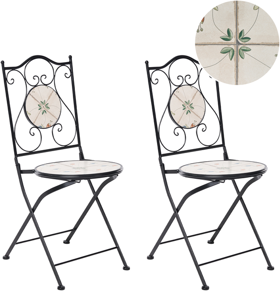 Gartenstuhl 2er Set CARONA klappbar Metall Schwarz