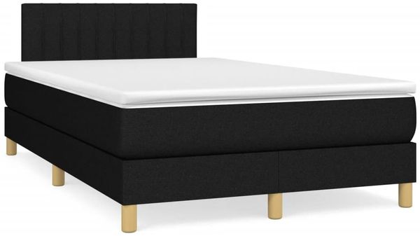 vidaXL Boxspringbett mit Matratze Schwarz 120x190 cm Stoff 3269788