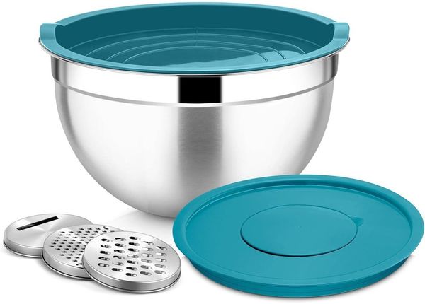 Joyfair Rührschüssel 4,5L Edelstahl Salatschüssel Luftdichter Deckel 3