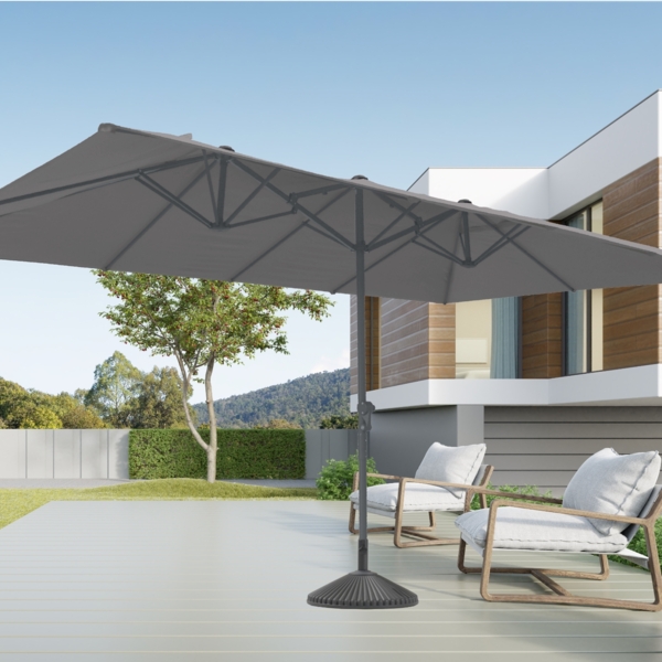 Leco Rechteck-Doppelsonnenschirm, anthrazit, 4,60 x 2,70 x 2,47 m (L x B x H)