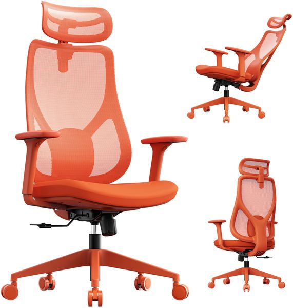 SENSE7 Gaming Stuhl Bürostuhl Ergonomisch Schreibtischstuhl Office Chair Chefsessel Drehstuhl Schreibtischsessel Verstellbar für Home Office Gamer bis 150kg Computerstuhl Bürosessel - MOYO Orange