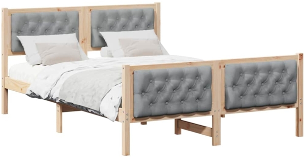 vidaXL Bettrahmen Hellgrau 150 x 200 cm Massives Kiefernholz 3394283 Bild 2