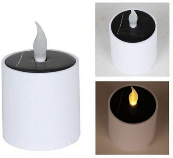 BURI Kugelleuchte LED-Kerze flackernd Solarkerze Gartenkerze Stumpenkerze Deko warmweiß