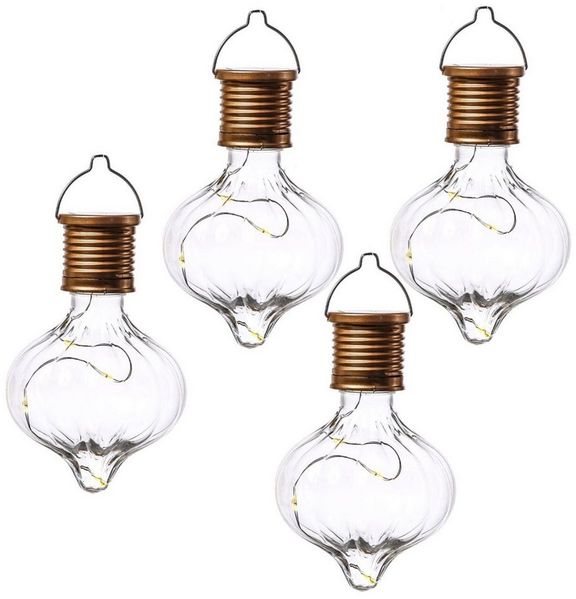 MARELIDA LED Solarleuchte LED Solar Glühbirnen Kugelleuchte für Garten Terrasse Balkon 4 Stück, LED Classic, warmweiß (2100K bis 3000K)