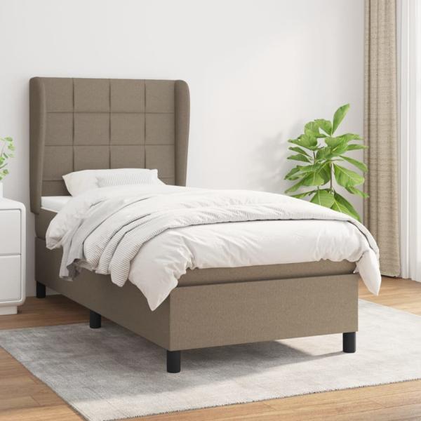 vidaXL Boxspringbett mit Matratze Taupe 90x190 cm Stoff 3127929