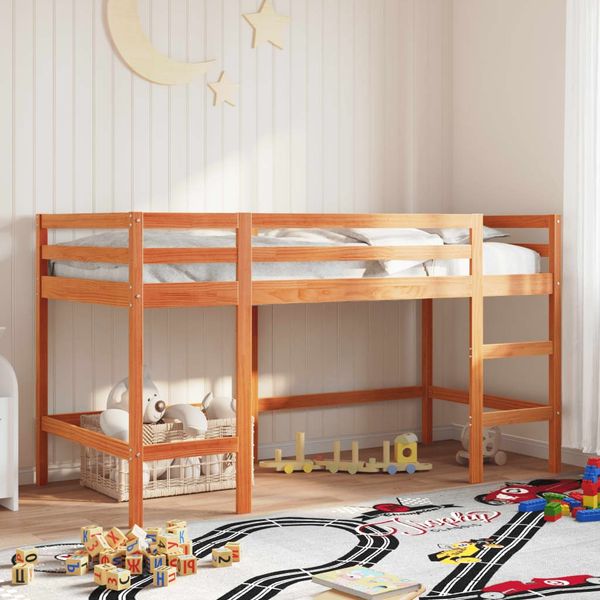 vidaXL Kinderhochbett mit Leiter Wachsbraun 90x190cm Massivholz Kiefer 852399